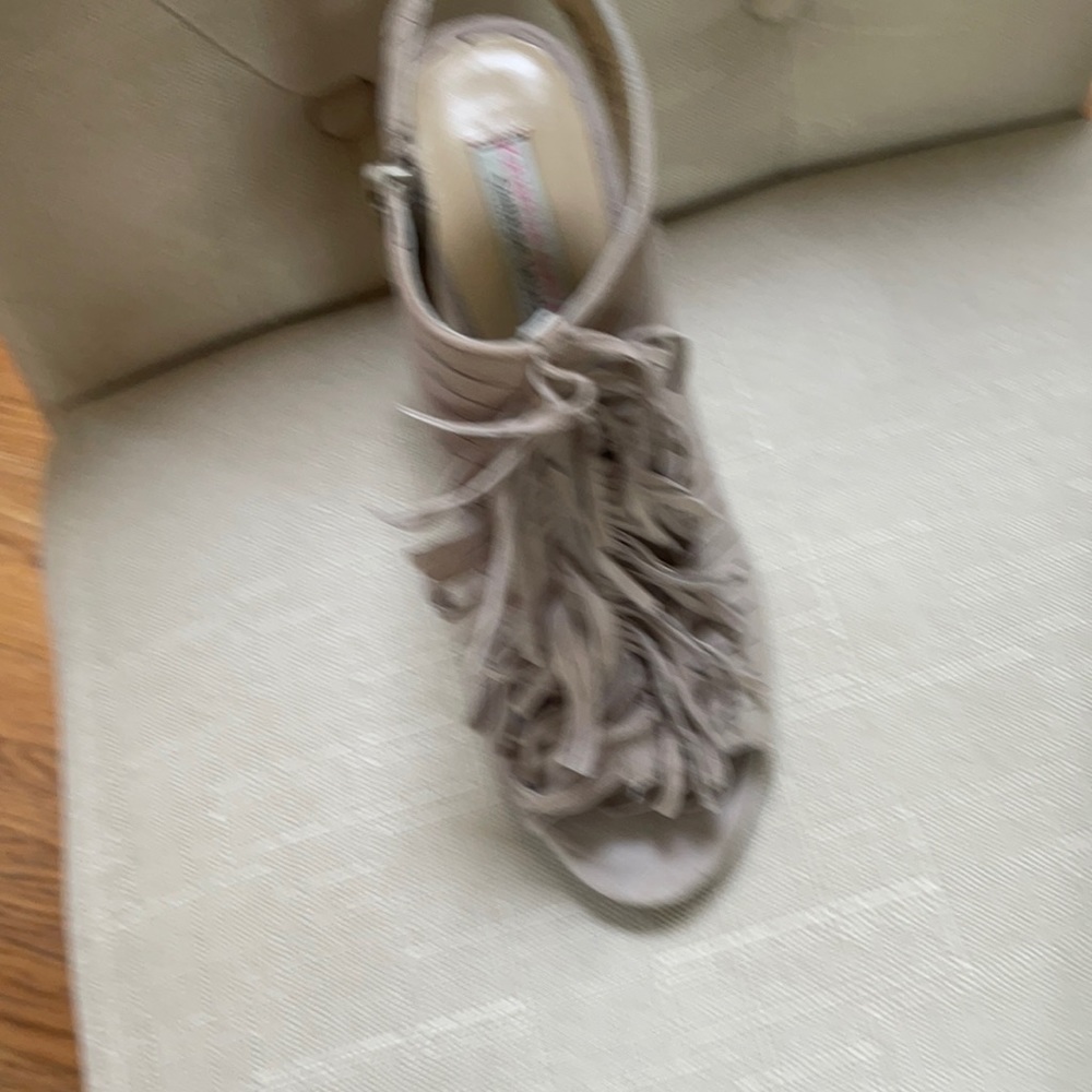 Sexy Peep toe sling back taupe beige suede bootie